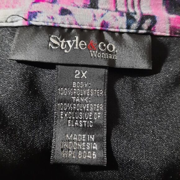 Style & Co Pink Abstract Print 3/4 Sleeve Blouse Top Plus Size‎ 2X - Picture 7 of 9